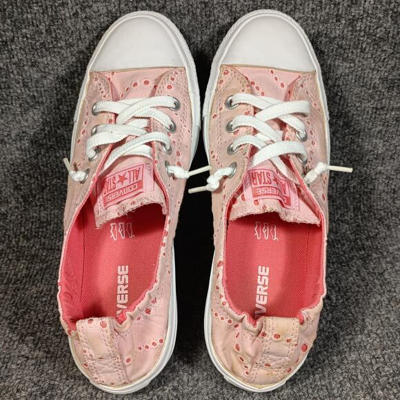 Converse Chuck Taylor All Star Shoreline Shoes Womens Size 9 Pink Eyelet Slip On - Picture 2 of 7